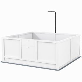 Whelping Box for Puppies with Pee Pad, Pig Rail, Adjustable Door for Small, Medium & Large Breed Dogs Birth, 49" x 48"