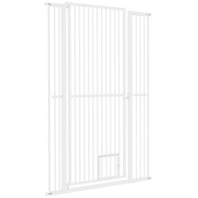 59" Extra Tall Pet Gate for Doorways And Hallways. 30"-41" Dog Gate with Cat Door, 1.4" Narrow Gap, 2.8" and 5.5" Extension,