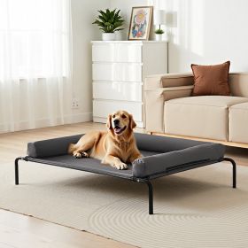 Elevated Dog Bed For Large Dogs. XL Portable Raised Dog Cot With Pillow. Gray