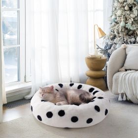 Round Shaped Bed For Small Pets. 23 Inch Round, Washable Pet Bed With Non-Slip Bottom, Plush Fluffy Small Dog Bed For Puppies & Kittens, Black