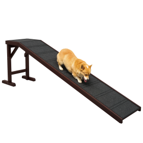 Pet Ramp for Dogs with Non-Slip Carpet and Top Platform, 74" x 16" x 25", Brown
