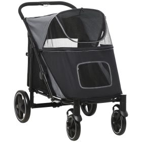 Dog Stroller for Large Medium Small Dogs up to 66 Lbs. 23.5" in Body Length, One-Click Foldable Pet Stroller with Storage, Shock Absorption Wheel