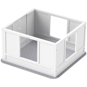 Whelping Box for Dogs with Whelping Pad, Adjustable Entrance, Non-slip Foot Pads, for Small Dogs, White