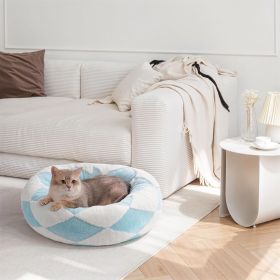 Round Shaped Bed For Indoor Pets - Round Washable Plush Pet Bed With Jacquard Shaggy Fabric & Non-Slip Bottom, Calming Small Dog Bed