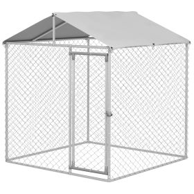 6.6' x 6.6' x 7.8' Dog Kennel Outdoor for Small Medium Dogs with Waterproof Roof, Silver