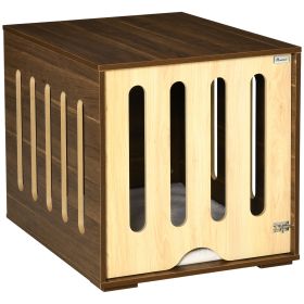 Furniture Style Dog Crate End Table with Removable Door Panel, Foam Cushion, Safety Lock, Indoor Use, for Small & Medium Dogs