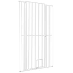 67" Extra Tall Pet Gate, 30"-41" Dog Gate with Cat Door, 1.4" Narrow Gap, 2.8" and 5.5" Extension, for Doorway, Hallway