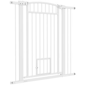 30"-41" Extra Wide Walk Through Dog Gate w/ Cat Door, 3-Inch & 5.5-Inch Extension Kits, 42" High
