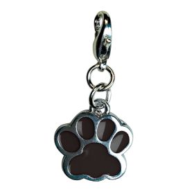 Shiny BLACK Paw Print Enamel Charm