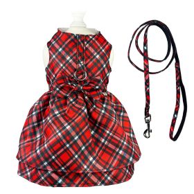Red Plaid Harness Dress with Matching Leash - XS