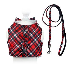 Red Plaid Harness with Matching Leash - XS