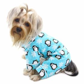 Penguins & Snowflake Flannel PJ with 2 Pockets (Turquoise) - XS