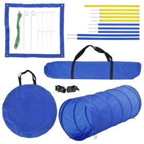 Competition Dog Agility Equipment Obstacle Course Set. For Outdoors, Blue and Yellow