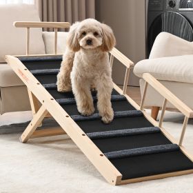 Folding Pet Ramp, Adjustable Dog Ramp For Small, Large, Old Dogs & Cats, Wooden Pet Ramp With 47.2' Long Ramp, Adjustable From 13.8'