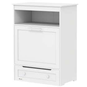 Pet Feeding Station With Storage Cabinet, Raised Bowls, Watering Supplies, White