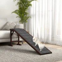 PawHut Dog Ramp For Bed, Pet Ramp For Dogs With Non-Slip Carpet And Top Platform, Brown