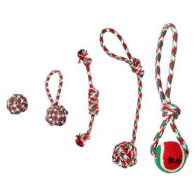 Set Of 5 Pcs. Christmas Themed Dog Rope Chew Toys. Interactive Toy Set For Small To Medium Aggressive Chewers