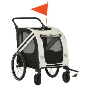 2-in-1 Pet Bike Trailer/Stroller for Small Dogs, Bicycle Carrier With Sidecar Attachment, White