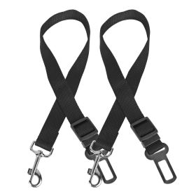 2Pcs Dog Seat Belt, Vehicle Nylon Fabric Seatbelt Strap, Adjustable, Hook Two Together To Form Leash For Walking