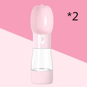 Portable Water Bottle With Food Dispenser For Traveling (Option: 2pc Pink)