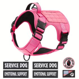 Tactical Service Dog Harness. Adjustable, Reflective, With Metal Buckle. For Hiking Or Training (Option: Pink-XL)
