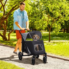 Dog Stroller for Large Medium Small Dogs up to 66 Lbs. 23.5" in Body Length (Option: Gray-865x585x220 mm)