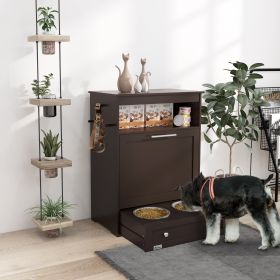 Multifunctional Pet Feeder Station With Storage Cabinet (Option: Coffee-935x505x210 mm)