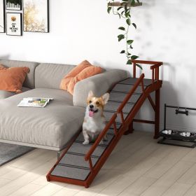 Dog Ramp With Removable Guardrails (Option: Brown-695x495x205 mm)