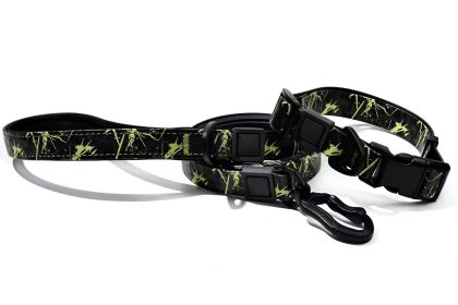 UV Printing Camouflage Embossed Pet Leash Set Is A Perfect Combination Of Style And Functionality Specially Designed For Pets' Outdoor Activities. (Option: Green-15mm)