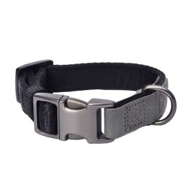 PETMARVEL Heavy Duty Solid Dog Collar Neoprene Padded 1 Inch Wide (Option: Grey-Small)