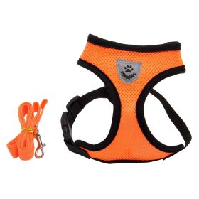 Fashionable High-end Multi-color Dog Harness And Leash (Option: Orange-L)