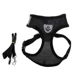 Fashionable High-end Multi-color Dog Harness And Leash (Option: Black-XL)