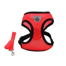 Fashionable High-end Multi-color Dog Harness And Leash (Option: Red-S)