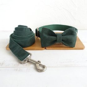 MUTTCO Pet Collar And Leach Set, With Bowtie (Option: Green-XS)