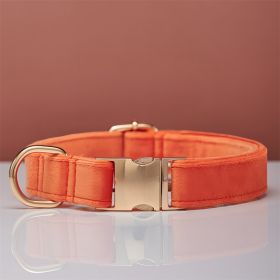Multiple Color Velvet Personalized Dog Collar And Leash Set With Bow (Option: Orange-M)