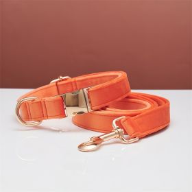 Multiple Color Velvet Personalized Dog Collar And Leash Set With Bow (Option: Orange set-M)