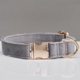 Multiple Color Velvet Personalized Dog Collar And Leash Set With Bow (Option: Grey-S)