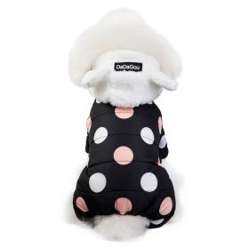 Warm big polka dot four-leg cotton coat (Option: Black-XXL)