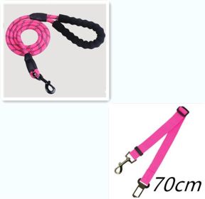 Nylon Reflective Dog Leash For Small Medium Large Dogs (Option: Pink set)