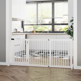 72" W x 27.25" H Extra Wide Freestanding Pet Gate with Adjustable Length Dog (Option: White-1160x70x790 mm)