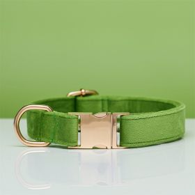 Multiple Color Velvet Personalized Dog Collar And Leash Set With Bow (Option: Green-S)