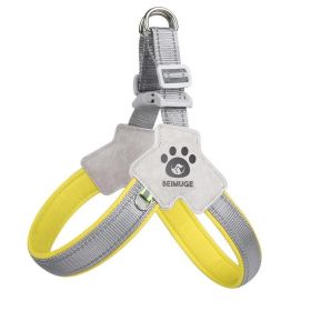 Pet Dog Harness With Leash Set, Adjustable Puppy Harness Comfortable, Reflective, Easy Control Dog With Leather Leash (Option: Yellow-S)