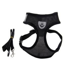 Fashionable High-end Multi-color Dog Harness And Leash (Option: Black-M)