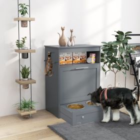 Multifunctional Pet Feeder Station With Storage Cabinet (Option: Gray-935x505x210 mm)