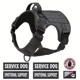 Tactical Service Dog Harness. Adjustable, Reflective, With Metal Buckle. For Hiking Or Training (Option: Black-XL)