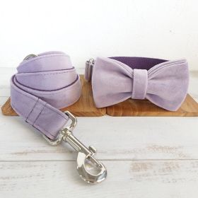 MUTTCO Polyester Dog Collar And Leash Set, With Bowtie (Option: Light purple-S)