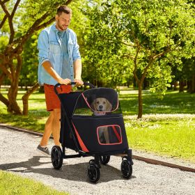 Dog Stroller for Large Medium Small Dogs up to 66 Lbs. 23.5" in Body Length (Option: Black-865x585x220 mm)