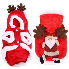 1Pc Santa Claus Reindeer Antlers Christmas Costume Winter Coat For Small And Medium Dogs (Option: S)