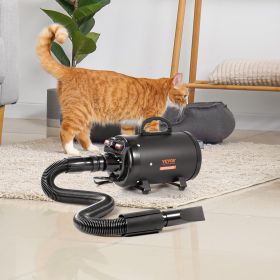 2800W/4.3HP Pet Grooming Dryer With Adjustable Speed And Temperature Control, Pet Hair Dryer With 4 Nozzles And Extendable (Option: Black)