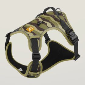 Dog Chest And Back Reflective Harness, Attached Hand Holding Rope (Option: Army Green-S)